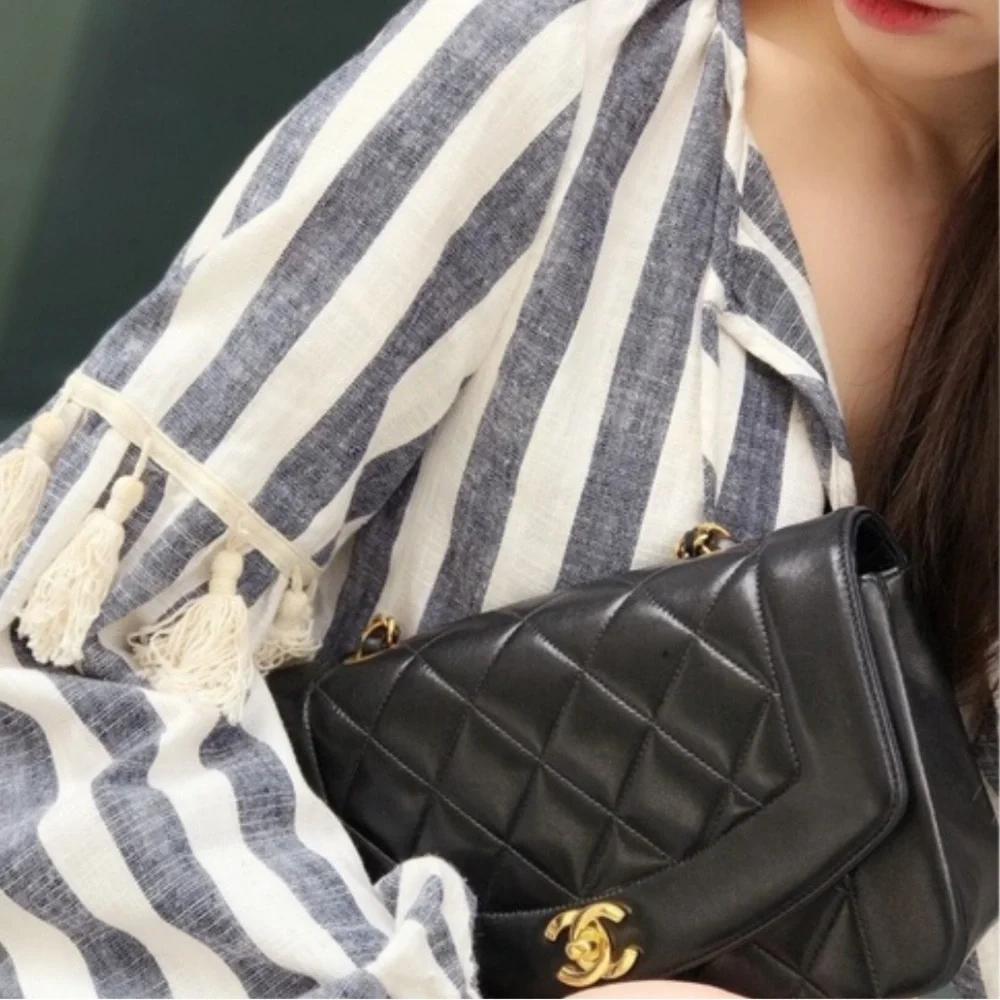 CHANEL DIANA 25 Single Flap Quilted Logo Lambskin Chain Bag - Picture 2 of 13